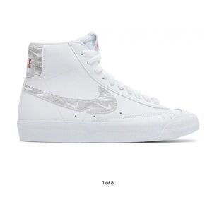 Nike White High-Top Sneakers with Silver Swoosh